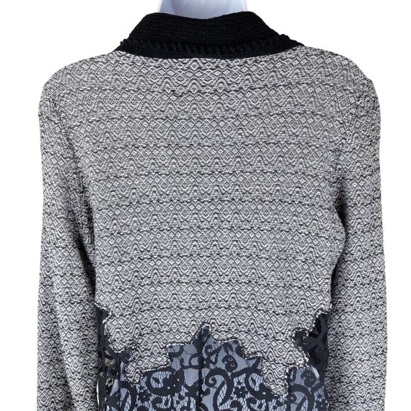 Nic-Zoe Gray Black Lace Button Long Blazer size M - Picture 7 of 10